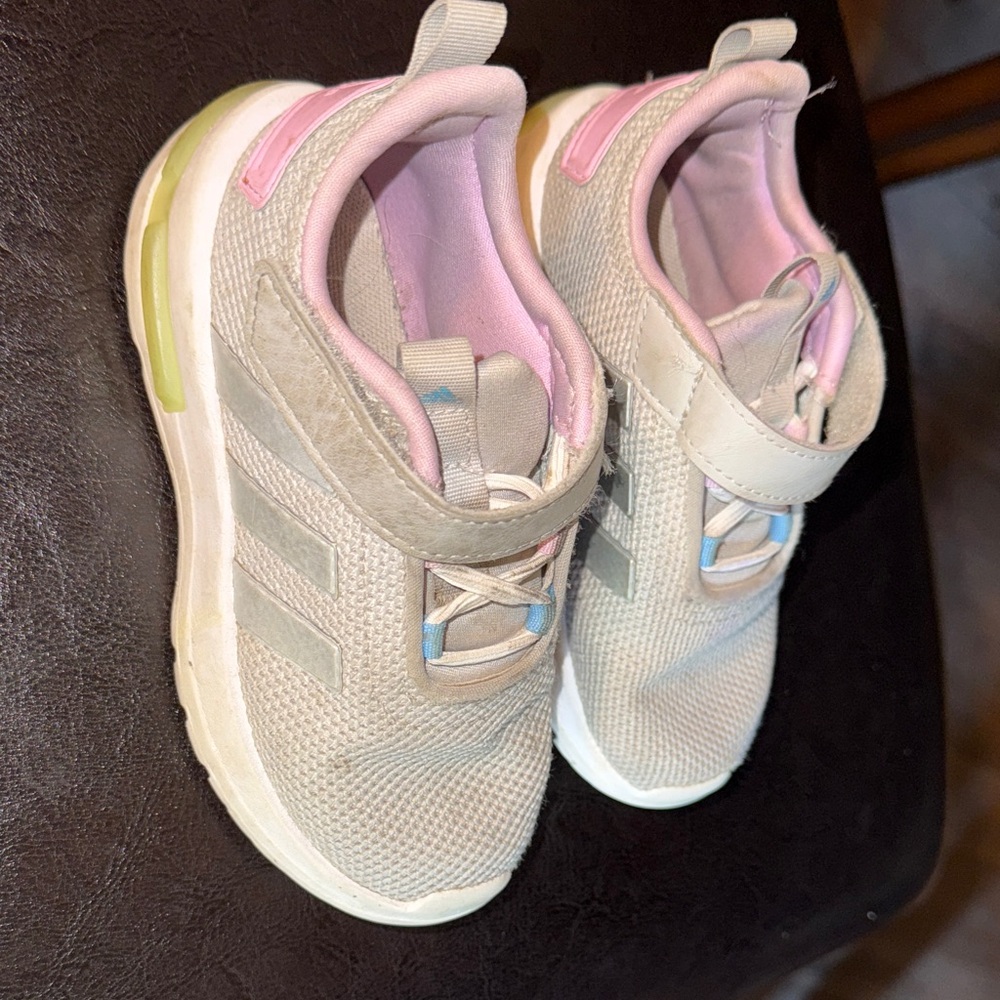 Adidas Kids' Beige and Pink Sneakers